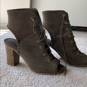Army green suede booties